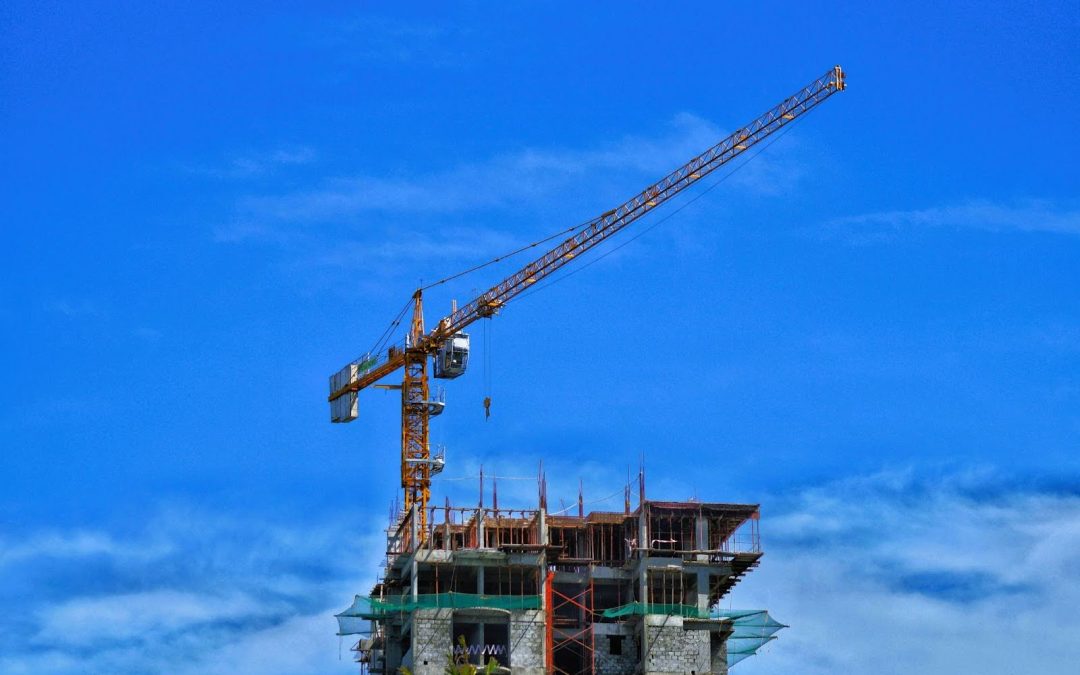 A fabricated steel structure in the process of on schedule completion